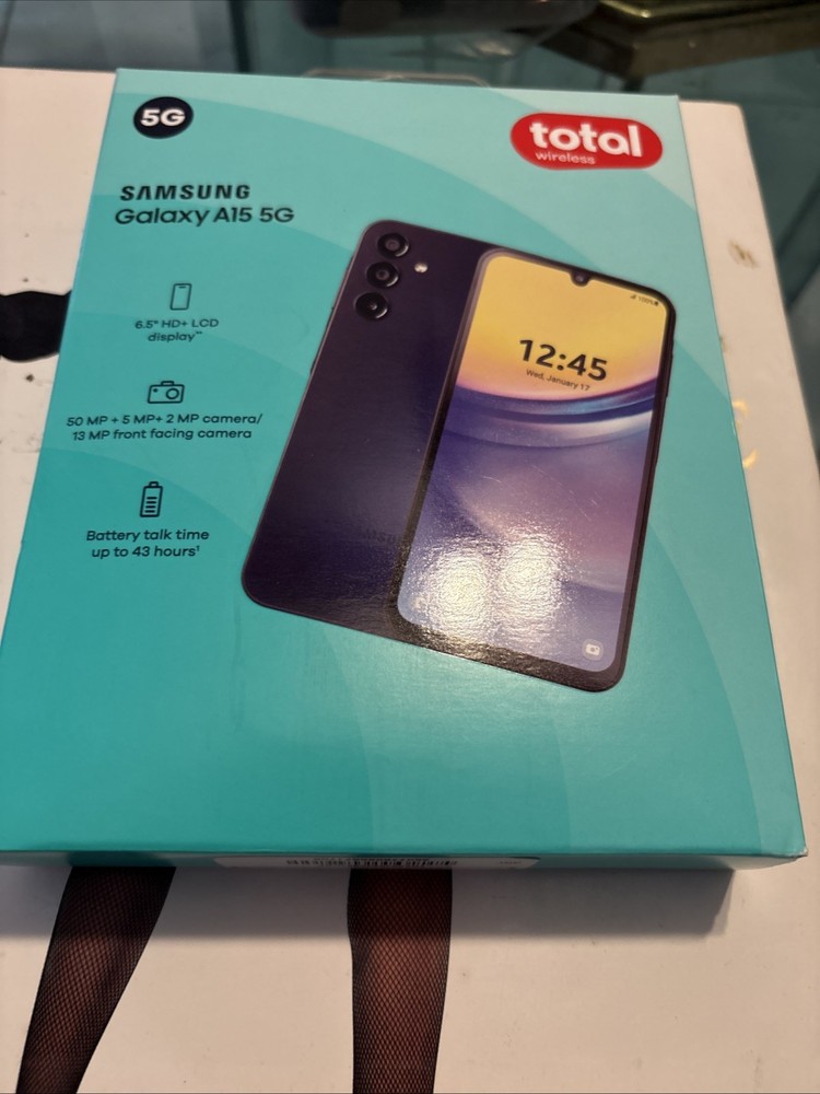 Samsung Galaxy A15, 64GB, 5G, Black – Total Wireless Prepaid Smartphone – NEW