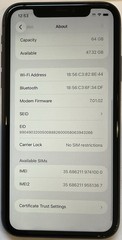 GSM UNLOCKED iPhone 11, 64GB A2111 MHC43LL/A iOS 26.3, 100% BATTERY FOR REPAIR