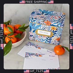 Jot & Mark Recipe Card Set: 25 4×6 Cards & 14 Dividers in Decorative Tin