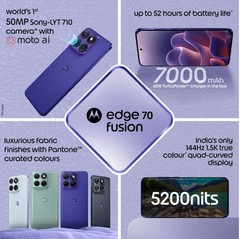MOTOROLA Edge 70 Fusion (ORIENT BLUE, 12+256GB) Snapdragon® 7s Gen 4 SmartPhone.