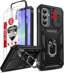 Samsung Galaxy A37 5G Case with [2 Packs] Screen Protector and Kickstand, Black