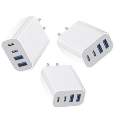 35W Apple iPhone 17 16 Pro Adapter 3Pack 4-Port Quick Charger Block USB C MultiP