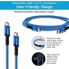 6FT USB-C Fast Charging Cable 2 Pack for Samsung Galaxy S26/S25, Type C Adapter