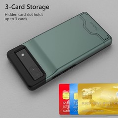 Dual Layer Wallet Case for Google Pixel 6a (2022) – Dark Green, 3-Card Storage