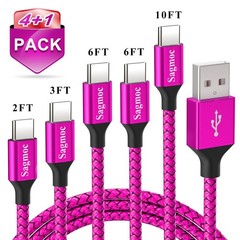 Type C Charger Cable Pink – USB C Premium Shiny Nylon Braided Rapid Charging Cor