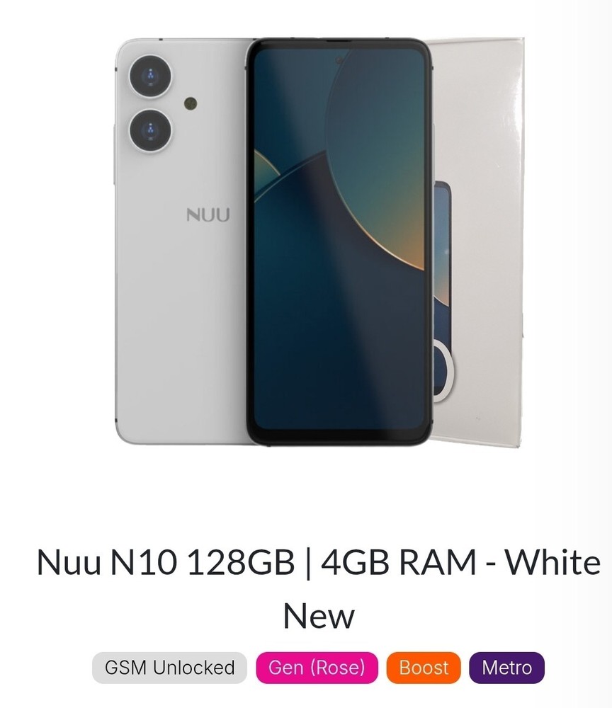 NEW NUU N10 128GB 4GB RAM Unlocked Android Smartphone White Factory Sealed