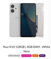 NEW NUU N10 128GB 4GB RAM Unlocked Android Smartphone White Factory Sealed