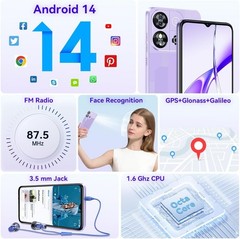 OUKITEL C57S T-Mobile Cell Phone 8GB+64GB Android 14 6.52 inch 4300mAh 4G