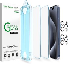 Tempered Glass Screen Protector for iPhone 15 Pro Max – 2+2 Pack, Bubble Free, A