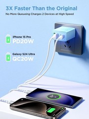 40W 4-Port Type-C Fast Charger Adapter for iPhone 16/15, Galaxy S24/23