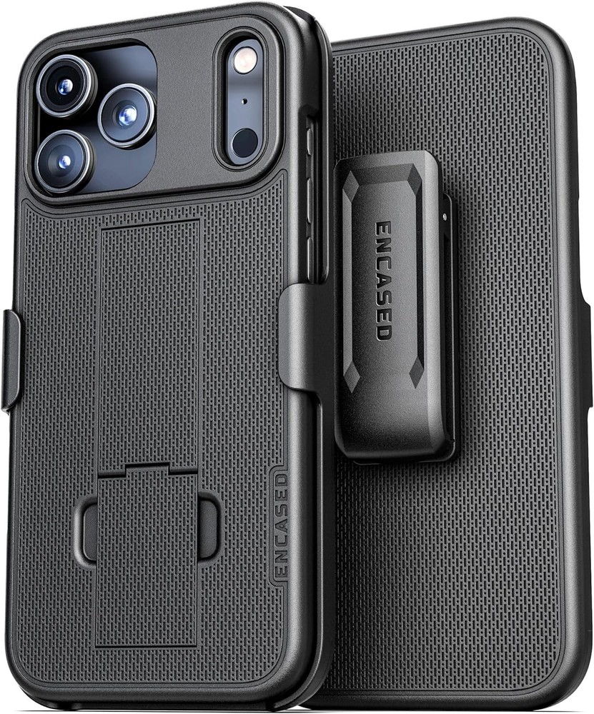 iPhone 17 Pro Max Belt Case with Holster Clip and Kickstand, Rubberized Finish