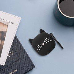 Cat Black/White Silicone Case for Samsung Galaxy Buds FE – kwmobile Cover