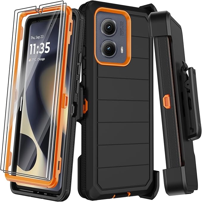 Motorola Moto Edge 5G 2024 Case with Belt Clip Holster, 2X Screen Protectors, Sh