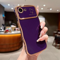 Cute Dark Purple Wave Frame Case for iPhone 16e/17e, Women&rsquo;s Shockproof Cover
