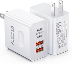 40W 4-Port USB C Fast Charging Block, 2-Pack Wall Charger Power Adapter