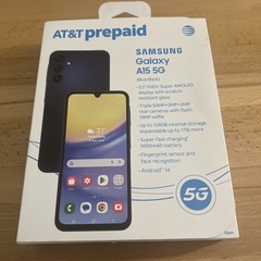 AT&T Samsung Galaxy A15 5G, 64GB, Blue Black Prepaid AT & T Smartphone SEALED