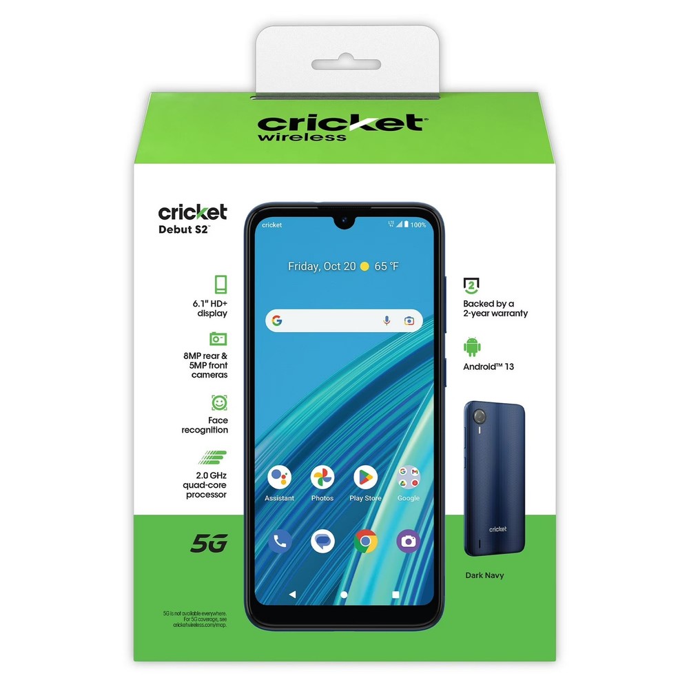 Cricket Debut S2, 32GB, 3GB RAM, 6.1&Prime; HD+, Android 13 Smartphone, Locked