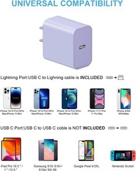 20W Fast USB-C Wall Charger with 6FT Cable for iPhone 14/13 and More Devices