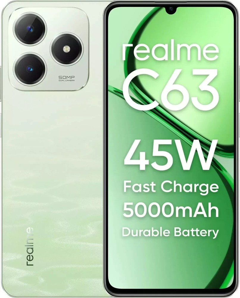 Realme C63 4G (RAM 4GB, 128GB)Green 6.74&Prime; 50MP T612 Processor Global Version
