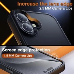 for iPhone 16 Plus Phone Case, Shockproof Military Grade Drop Protection, Black