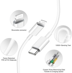 20W USB-C Fast Charger Wall Charger for iPhone 14/13 with 6FT Cable