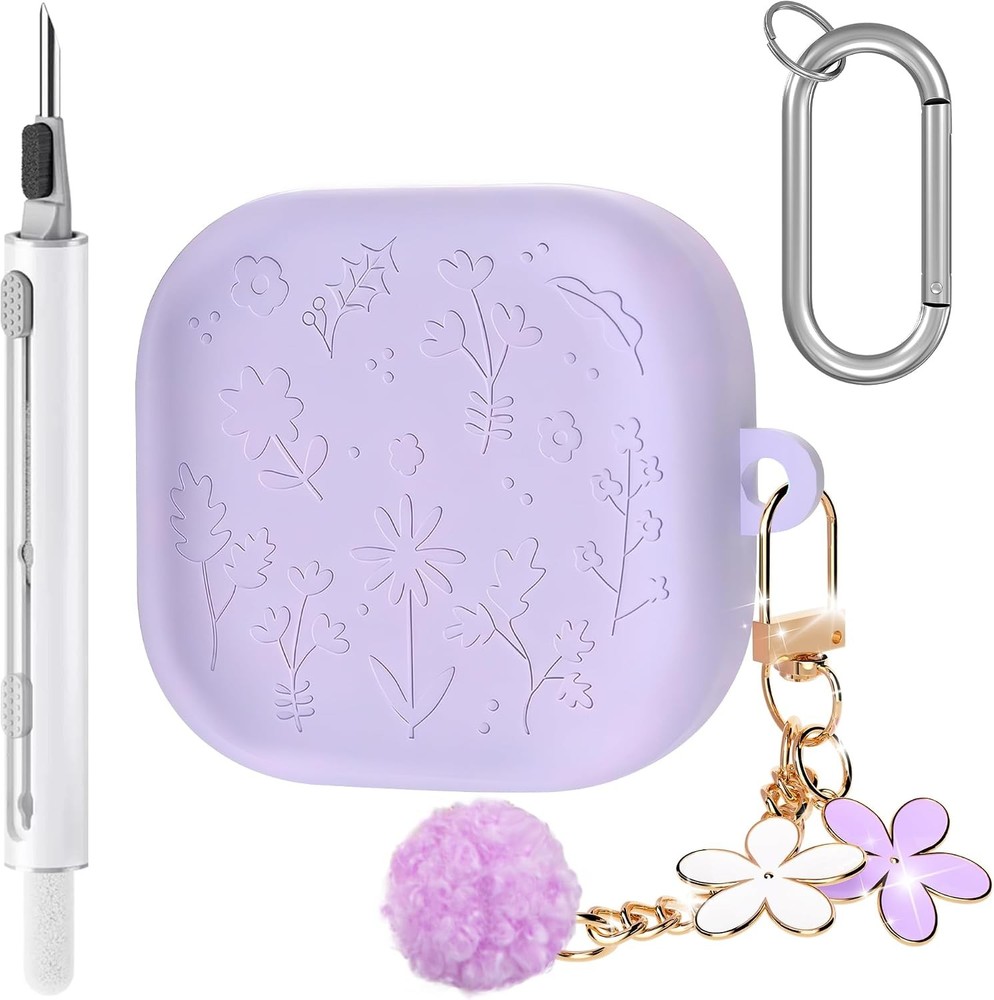 Cute Case for Samsung Galaxy Buds 4 Pro/Buds 4 (2026) with Flower Keychain