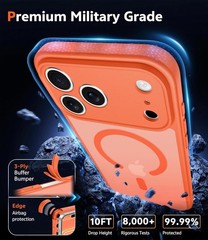 iPhone 17 Pro-Max Case: Slim Magnetic Orange Cover with Screen Protector