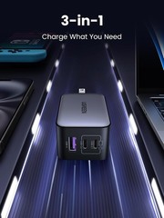 65W GaN USB C Wall Charger, 3-Port Compact Foldable Fast Charger Power Adapter