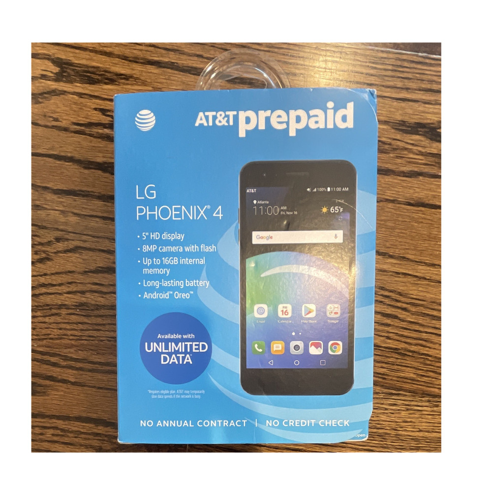 LG Phoenix 4 AT&T Prepaid 16GB Black 5in 8MP Android Oreo 4G