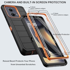 Motorola Moto Edge 5G 2024 Case with Belt Clip Holster, 2X Screen Protectors, Sh