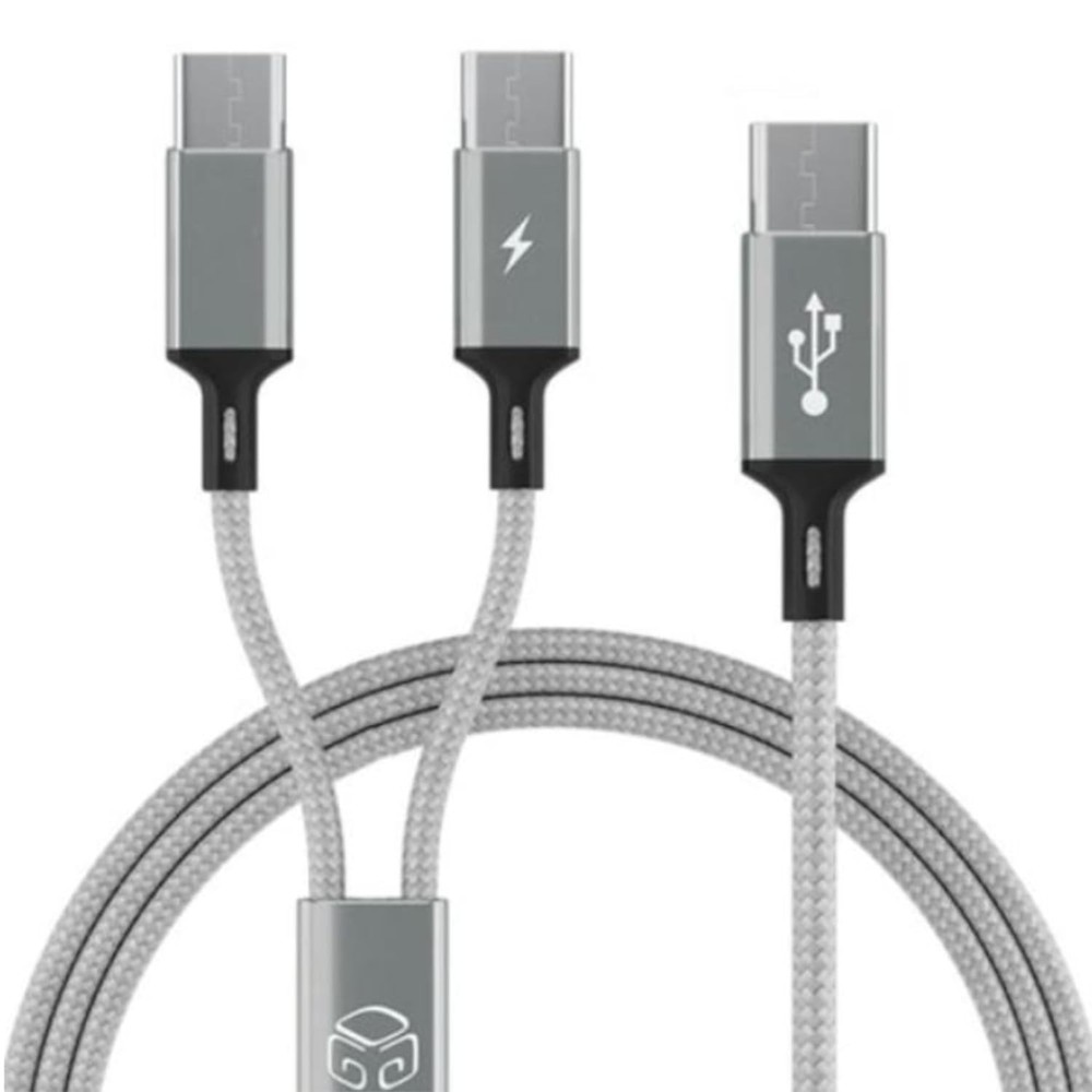 Pray C 2 in 1 Fast Charging Cable, Nylon Braided Type-C Charger Cord with 2 Type
