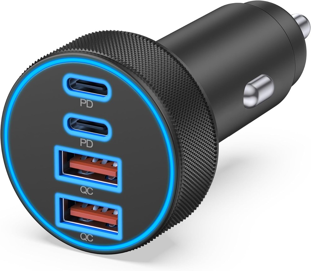 4-Port USB C Car Charger, 90W Fast Charging Cigarette Lighter Adapter [4 in 1]