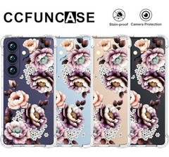 Samsung Galaxy S26 Rugged Clear Phone Case Funda Protector Cover Skin Pink Print