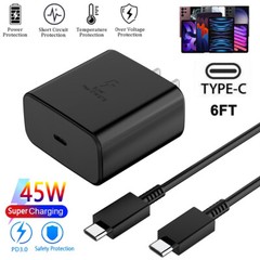 45w Super Fast Wall Charger+6FT Cable For Samsung Galaxy S23 S22 S21 Note20 A53