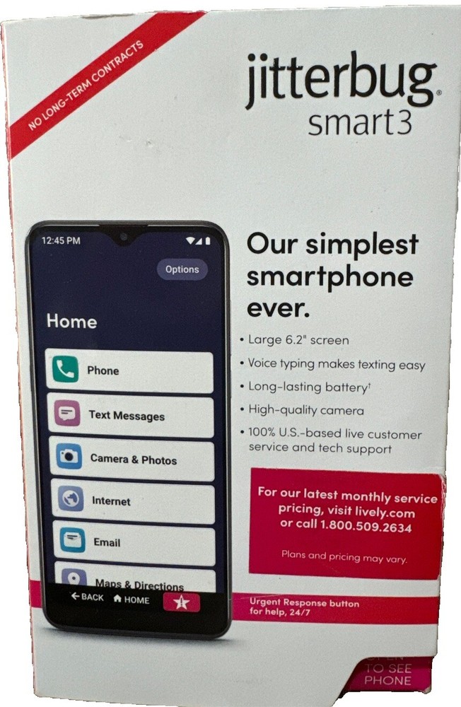 Jitterbug Smart3 – 32 GB – Black (Lively) (Single SIM), No Long term Contract