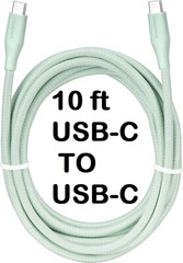 10&prime; Ft USB-C to USB-C Charge-and-Sync Cable Light Green USB-IF Certified 60W