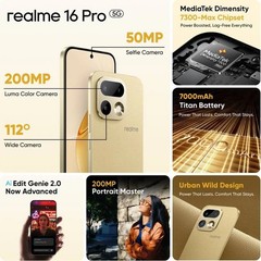 realme 16 Pro 5G (Purple, 256GB 8GB RAM) Dimensity 7300 Max Gobal Version.
