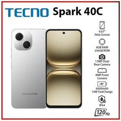 (New) TECNO Spark 40C Android Cell Phone (8GB+256GB/GREY/Dual SIM/Unlocked)