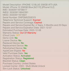 Apple iPhone 12 256GB Blue A2172 Unlocked Verizon AT&T T-Mobile #H252