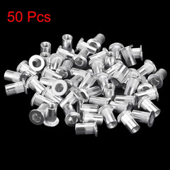 #8-32 Rivet Nuts Aluminium Alloy Knurled Flat Head Threaded Insert Nut Silver 50