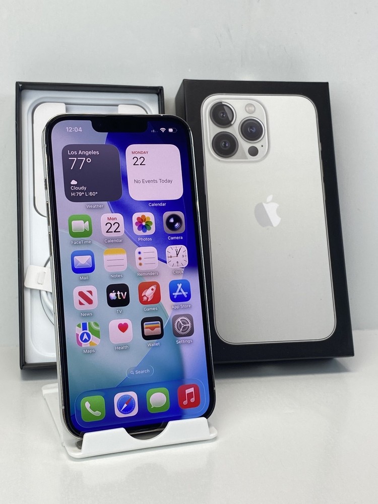 Apple iPhone 13 Pro A2483 128GB Silver Unlocked device 98% battery health