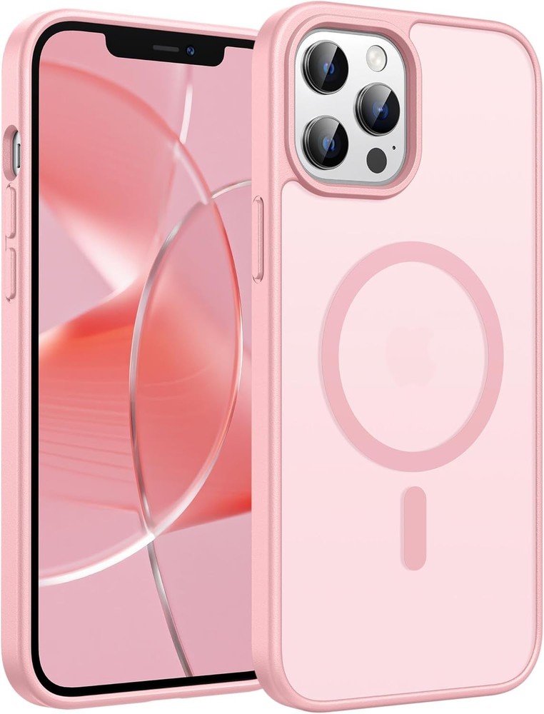 iPhone 12 Pro Max Case: Translucent Matte Magnetic Phone Cover – Light Pink