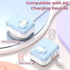 Sky Blue Case for AirPods Pro 2 with Cleaner Kit, Lanyard & Auto Pop-Up Lid