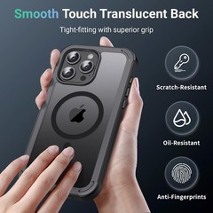 Magnetic for iPhone 15 Pro Max Case, Heavy Duty Protection, Shockproof Bumper