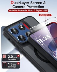 Motorola G Stylus 2025 Case Slim Matte Translucent Raised Camera Guard, Black