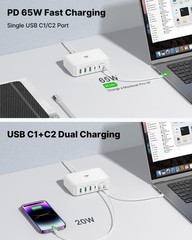 165W USB-C Fast Charger Block for MacBook/iPhone 16 5FT Cord