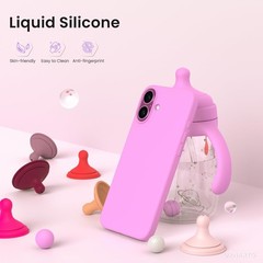 Cherry Blossom Soft Gel Rubber Case for iPhone 16 Plus 6.7, Slim Liquid Silicone
