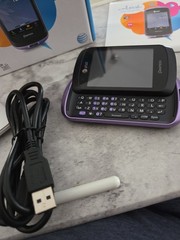 Retro Pantech Swift P6020 Touch QWERTY Slide Phone, AT&T, Violet,