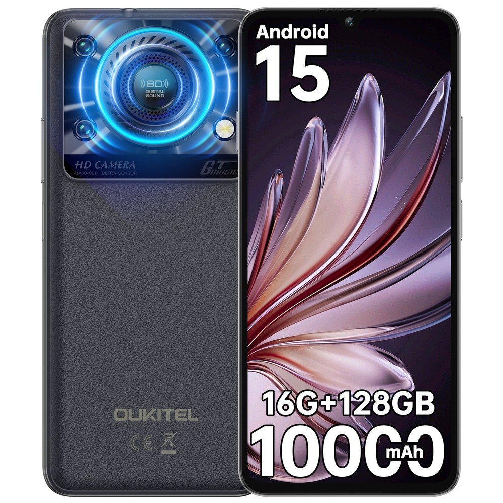 OUKITEL C60 Cell Phone Android 15 10000mAh 16GB+128GB 4G 6.9&Prime; HD+ Smartphone