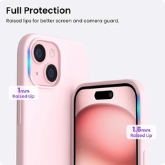 Slim Liquid Silicone iPhone 15 Case 6.1 Inch, Soft Gel Rubber, Anti-Scratch Chal